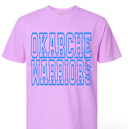 Okarche Warriors- Neon Violet & Neon Cantaloupe