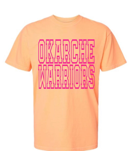 Okarche Warriors- Neon Violet & Neon Cantaloupe